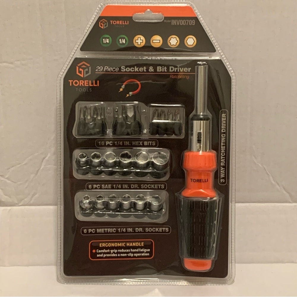 TORELLI Tools 29 Piece Socket & Bit Driver Ratcheting Model INV00709